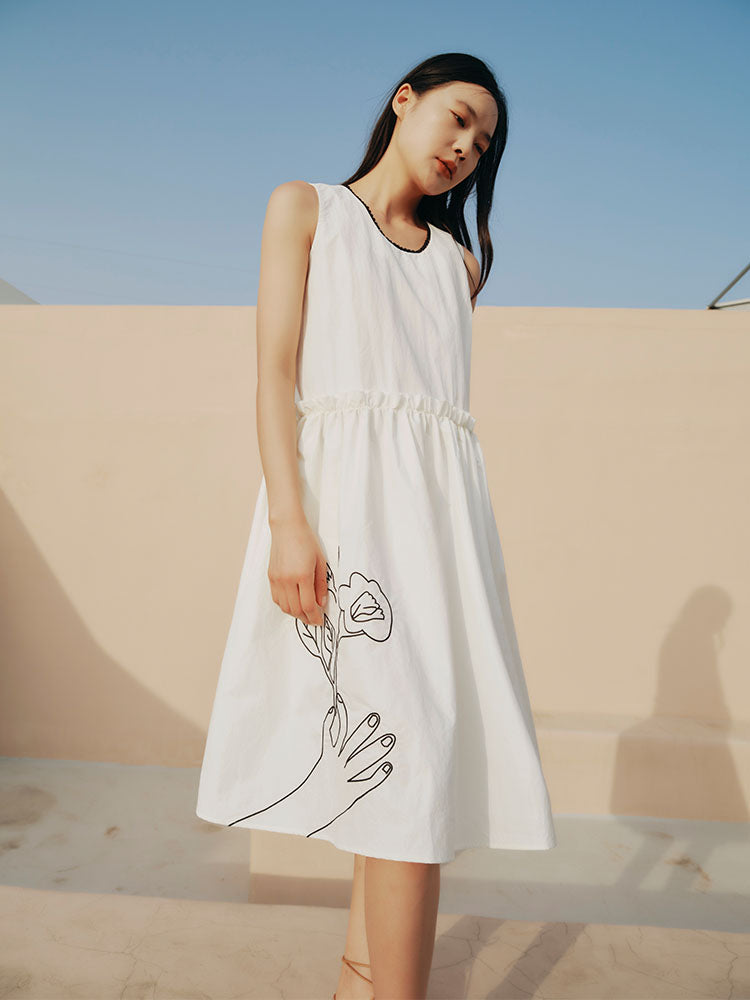 HOWL X DIUJDI Collection flower embroidery dress