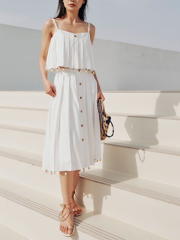 White Pleated skirt