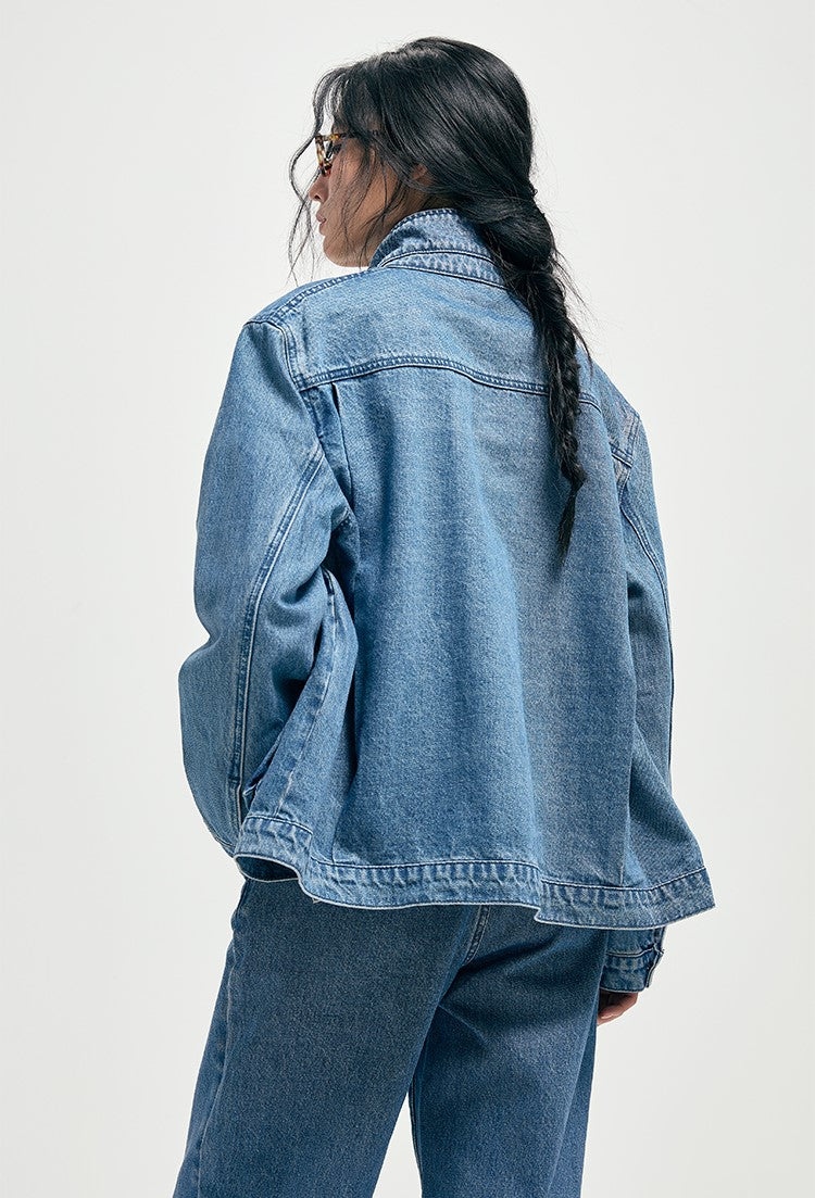 Stand-collar denim jacket