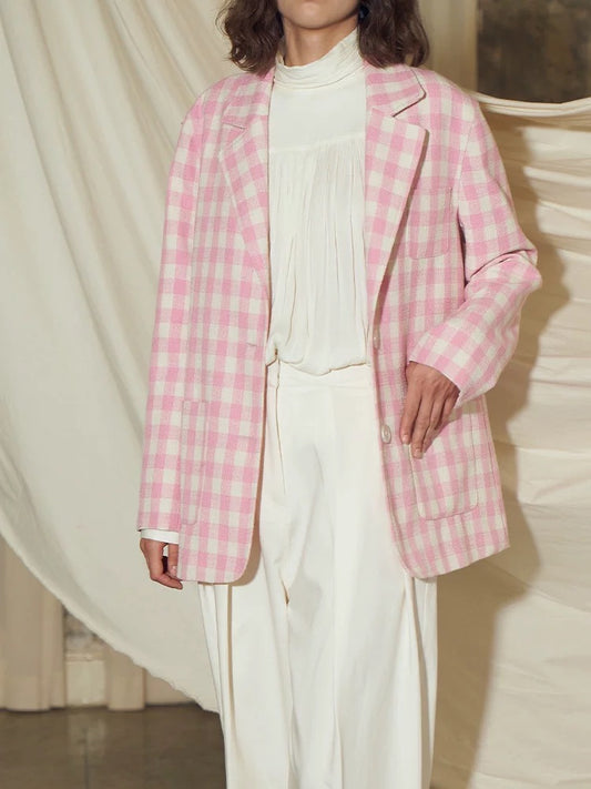 Pink Plaid Suit Jacket