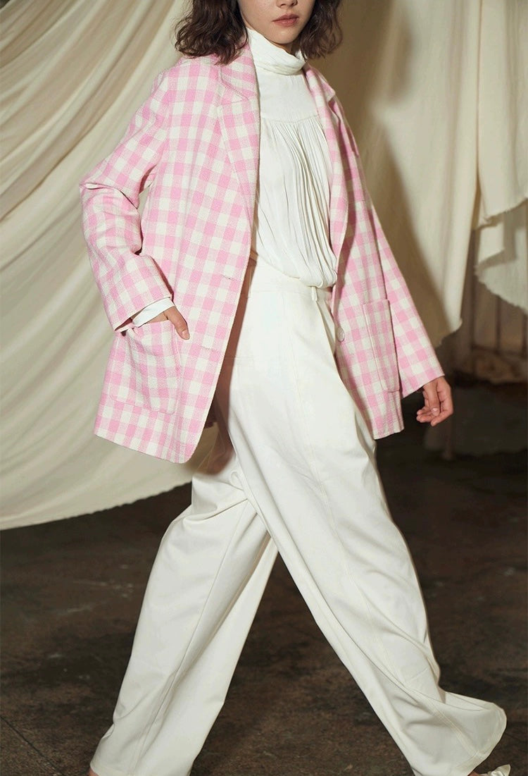 Pink Plaid Suit Jacket