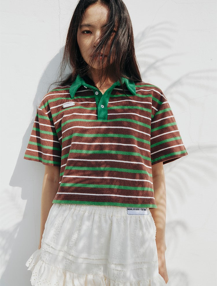 Stripe polo top