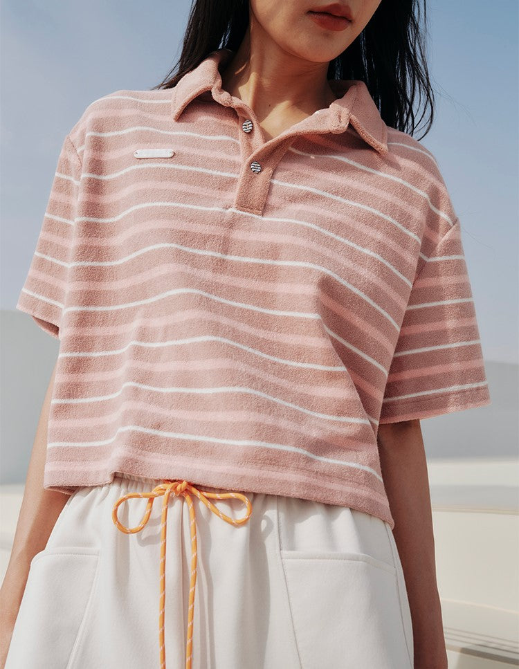 Stripe polo top