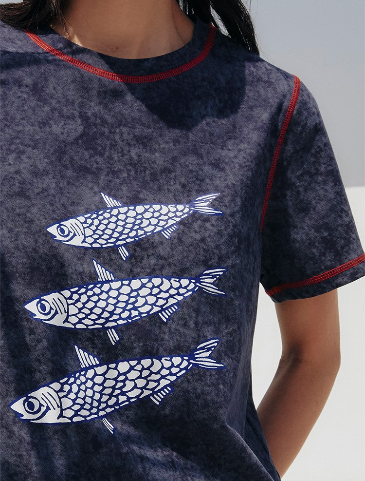 Fish printing tee