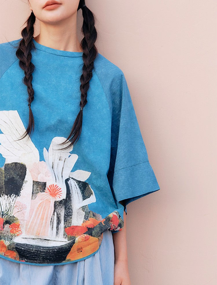 HOWL X Miga Gao Collection garden printing tee