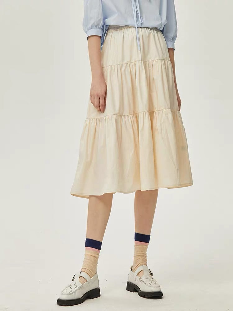 Klein blue / Beige Tiered Skirt