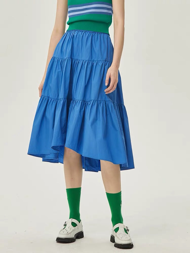 Klein blue / Beige Tiered Skirt