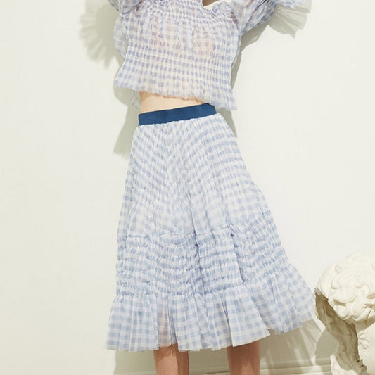 2-layer Plaid Mesh Skirt